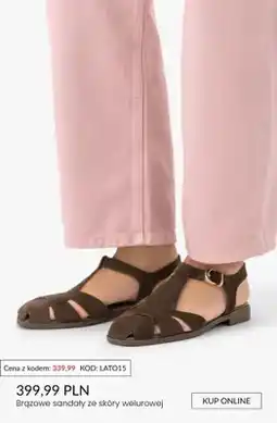 Ryłko Sandały brązowe ze skóry welurowej oferta