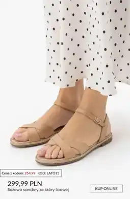 Ryłko Sandały beżowe ze skóry licowej oferta