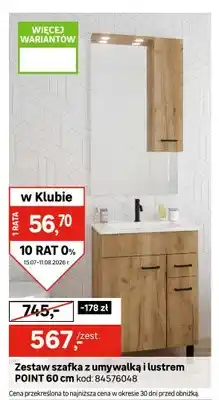 Leroy Merlin Zestaw szafka z umywalką i lustrem Point 60 cm oferta