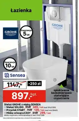 Leroy Merlin Zestaw stelaż podtynkowy Grohe Solido z miską wiszącą Sensea Easy oferta