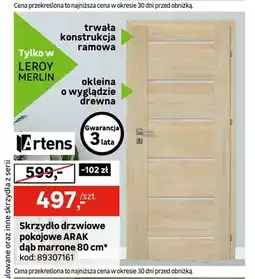 Leroy Merlin Skrzydło drzwiowe pokojowe ARAK dąb marrone 80 cm oferta