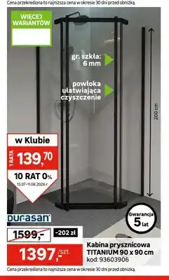 Leroy Merlin Kabina prysznicowa TITANIUM 90x90 cm Durasan oferta