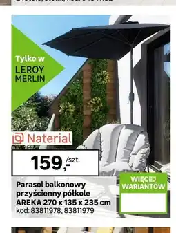 Leroy Merlin Parasol balkonowy przyścienny półkole Naterial Areka oferta
