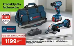 Leroy Merlin Zestaw wiertarko-wkrętarka Bosch GSR18V-45 + szlifierka kątowa GWS18V-8 oferta