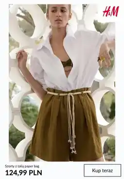 H&M Szorty z talią paper bag H&M oferta