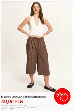 Cropp Bermudy Cropp brązowe z regulacją nogawek oferta