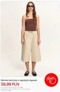 Cropp Bermudy beżowe z regulacją nogawek Cropp oferta