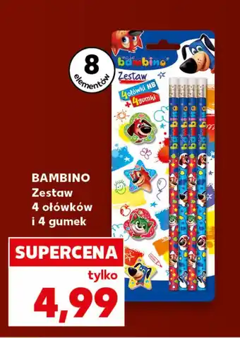 Kaufland BAMBINO Zestaw 4 ołówków i 4 gumek oferta