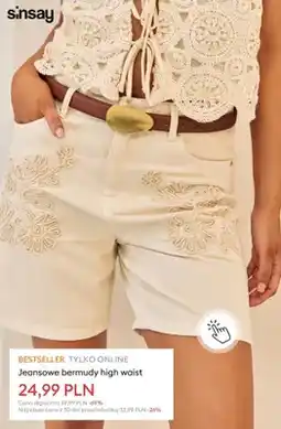 Sinsay Jeansowe bermudy high waist Sinsay oferta