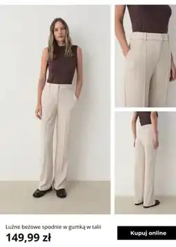 Greenpoint Spodnie luźne beżowe z gumką w talii Greenpoint oferta