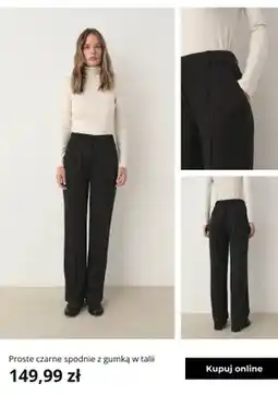 Greenpoint Spodnie damskie proste czarne z gumką w talii Greenpoint oferta