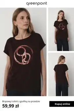 Greenpoint T-shirt damski brązowy z grafiką na przodzie Greenpoint oferta