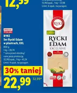 Lidl Ser Rycki Edam w plastrach Ryki XXL oferta