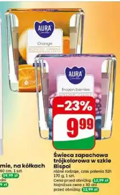 Dino Świeca zapachowa trójkolorowa w szkle Bispol Aura Orange oferta