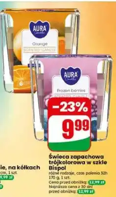 Dino Świeca zapachowa trójkolorowa w szkle Bispol Aura Frozen Berries oferta