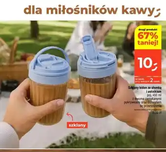 Dealz Szklany bidon ze słomką i ustnikiem oferta