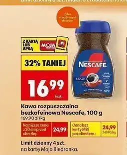 Biedronka Kawa rozpuszczalna bezkofeinowa Nescafé Decaf oferta