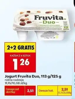 Biedronka Jogurt Fruvita Duo z kulkami w czekoladzie o smaku orzecha laskowego oferta