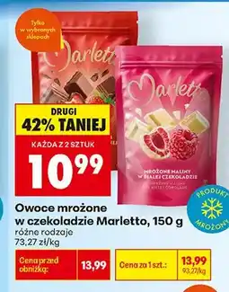 Biedronka Mrożone maliny w białej czekoladzie Marletto oferta