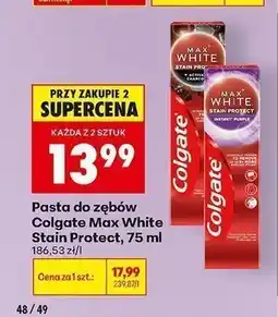 Biedronka Pasta do zębów Colgate Max White Stain Protect Instant Purple oferta