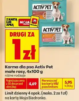 Biedronka Karma dla psa Activ Pet małe rasy 4-pak oferta