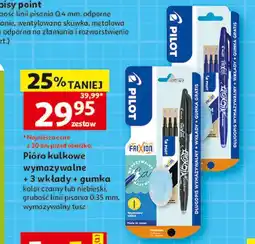 Auchan Pióro kulkowe + 3 wkłady czarne gumka Pilot Frixion oferta