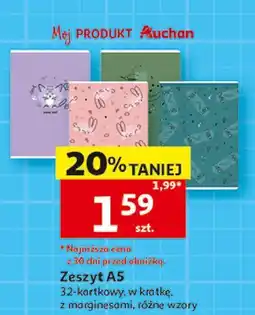 Auchan Zeszyt a5 32 k kratka Auchan oferta