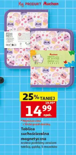 Auchan Tablica suchościeralna z pisakami i gąbką Auchan Różnorodne (Logo Czerwone) oferta