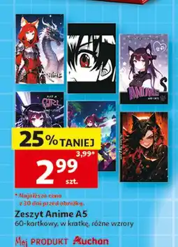 Auchan Zeszyt a5/ 60k. kratka anime Auchan oferta
