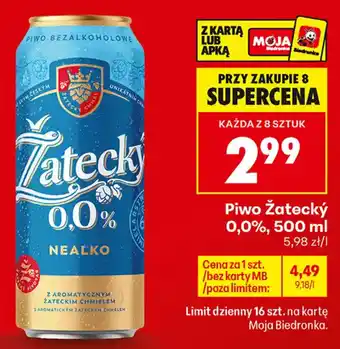 Biedronka Piwo Żatecký 0,0% oferta