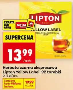 Biedronka Herbata czarna ekspressowa Lipton Yellow Label oferta