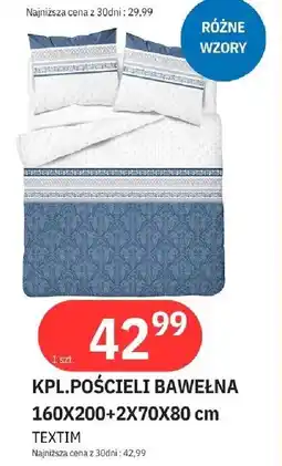 E.Leclerc Komplet pościeli bawełnianej 160 x 200 + 2 70 80 cm Textim oferta