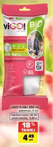 Carrefour viGO! Kubki papierowe 250 ml, 6 szt oferta