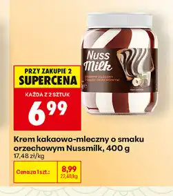 Biedronka Krem kakaowo-mleczny o smaku orzechowym Nussmilk oferta