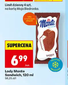 Biedronka Lody Monte Sandwich oferta