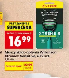 Biedronka Maszynki do golenia Wilkinson Xtreme3 Sensitive, 6+2 szt oferta