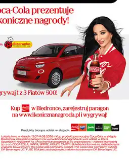 Biedronka Loteria Coca-Cola - wygraj 1 z 3 Fiatów 500 oferta