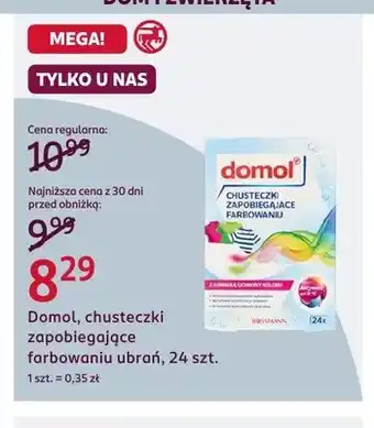 Rossmann Chusteczki zapobiegające farbowaniu ubrań Domol oferta