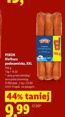 Lidl Kiełbasa podwawelska Pikok XXL oferta