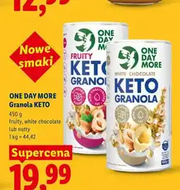 Lidl Granola KETO One Day More white chocolate oferta