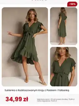Renee Sukienka o Rozkloszowanym Kroju z Paskiem i Falbanką Renee oferta