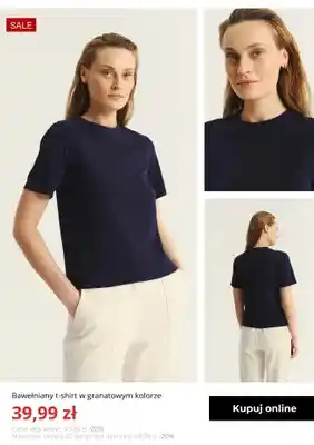 T-shirt damski bawełniany Greenpoint granatowy