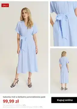 Greenpoint Sukienka midi w delikatne jasnoniebieskie paski Greenpoint oferta