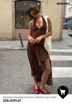 Bershka Sukienka asymetryczna długa z dekoltem typu halter Bershka oferta