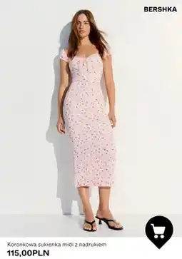 Bershka Sukienka koronkowa midi z nadrukiem Bershka oferta