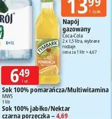 E.Leclerc Sok 100% pomarańcza / Multiwitamina / Sok 100% jabłko / Nektar czarna porzeczka MWS Tymbark oferta