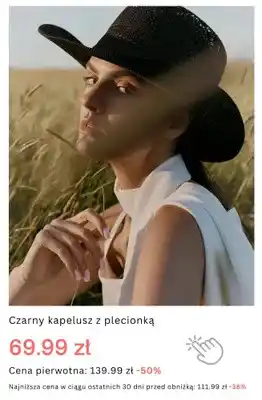 Czarny kapelusz z plecionką