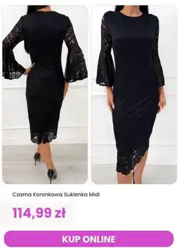 Modna Kiecka Sukienka midi czarna koronkowa ModnaKiecka.pl oferta