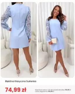 Modna Kiecka Sukienka damska błękitna klasyczna ModnaKiecka.pl oferta