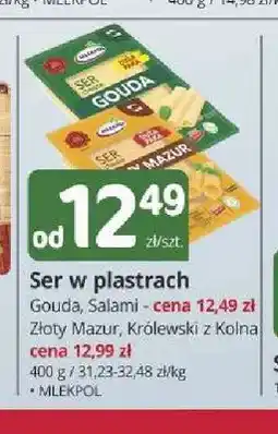 Marketvita Ser w plastrach Salami Mlekpol oferta